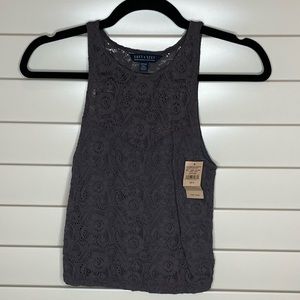 GREY LACE CROP TOP NWT